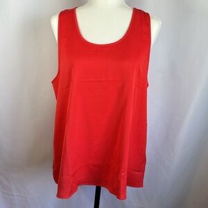Fabletics Strawberry Red Ecosatin Loose Fit Tank Top